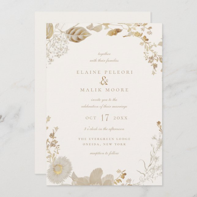 Opulent Gilded Garden Wedding Invitation (Front/Back)