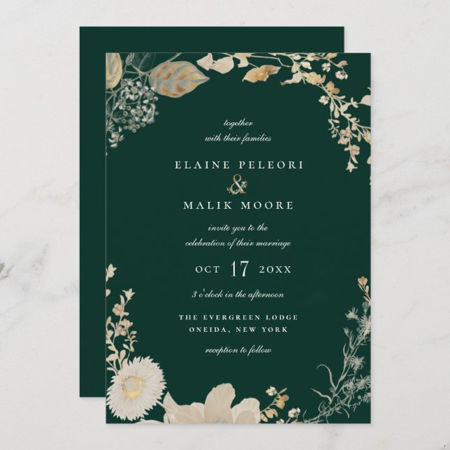 Opulent Gilded Garden Wedding Invitation (Front/Back)