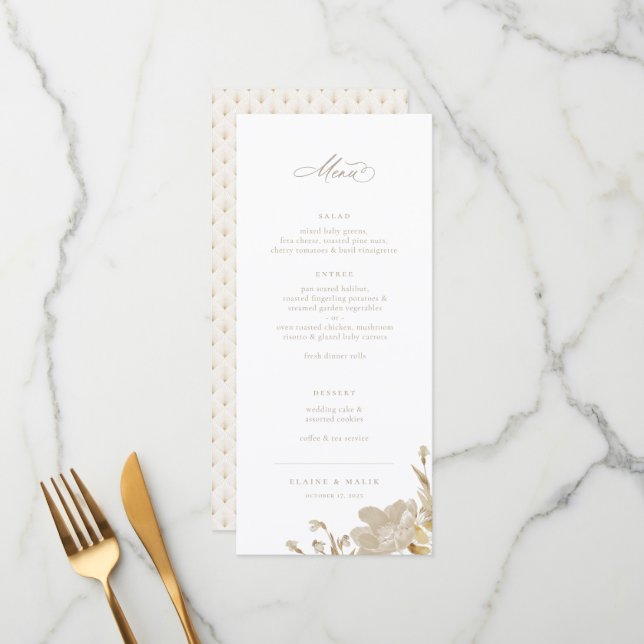 Opulent Gilded Garden Wedding Menu (Front/Back In Situ)