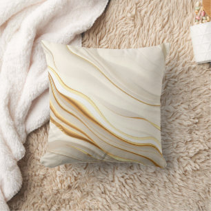 "Opulent Gold and Cream Marble Swirls" Cushion