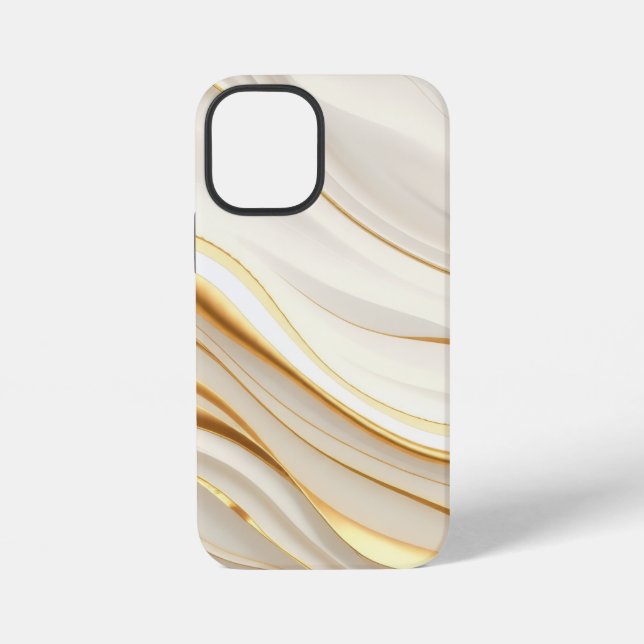 "Opulent Gold and Cream Marble Swirls" iPhone Case (Back)