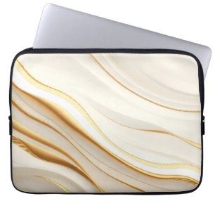 "Opulent Gold and Cream Marble Swirls" Laptop Sleeve