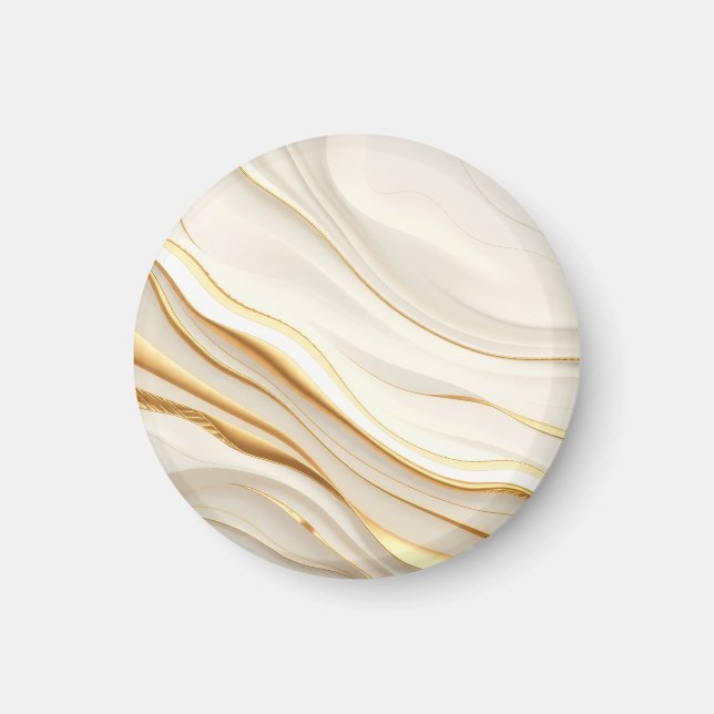 "Opulent Gold and Cream Marble Swirls" Magnet (Front)