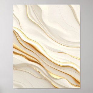 "Opulent Gold and Cream Marble Swirls" Poster