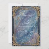 Opulent Gold Baroque Celestial Blue Marble Wedding