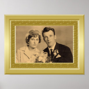 Opulent gold border frame custom photo poster