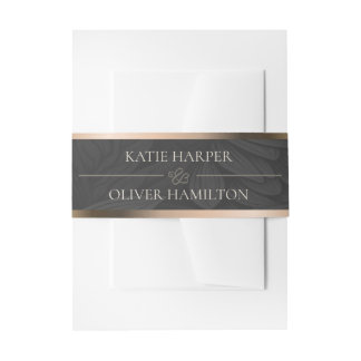 Opulent Gold & Champagne Silk Bloom Belly Band Invitation Belly Band