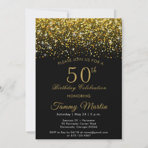 Opulent Gold Confetti 50th Birthday Invitation 