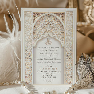 Opulent Gold & Cream Muslim Wedding Invitation