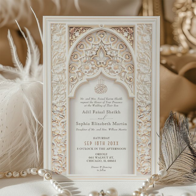 Opulent Gold & Cream Muslim Wedding Invitation (Creator Uploaded)