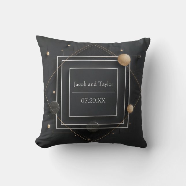Opulent Gold Sphere Abstract Geometric Layer Cushion (Front)
