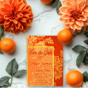 Opulent Mandarin Orange Floral  Save The Date