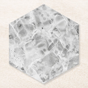 Opulent Marble Whirl Custom Hexagon Pointed Top Co Paper Coaster