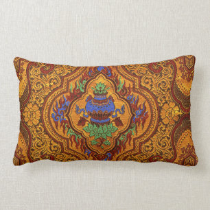 Opulent Oriental Silk Lumbar Cushion