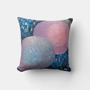 Opulent Ovals: Shades of Blue & Pink in Abstract Cushion