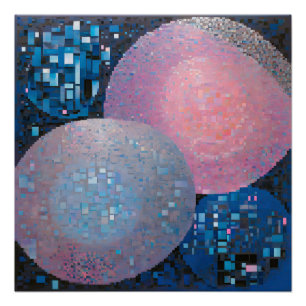 Opulent Ovals: Shades of Blue & Pink in Abstract Poster