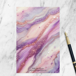 Opulent Pastel Agate and Geode with Golden Accents Stationery