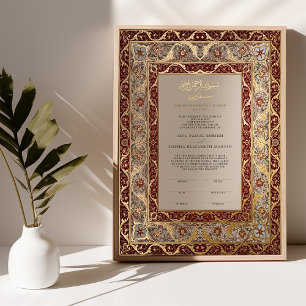 Opulent Red Gold Ivory Islamic Nikkah Ceremony Foil Prints