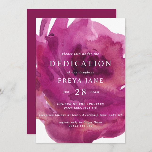 Opulent  Rose Baby Dedication Invitation (Front/Back)