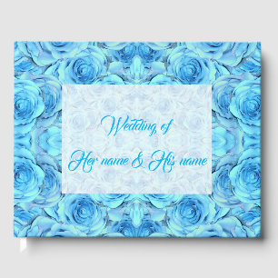 Opulent rose design in turquoise guest book