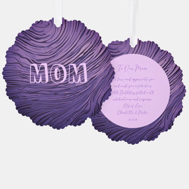 Opulent Satin Purple And Pink Mum 60th Birthday  Tree Decoration Card (Front/Back)