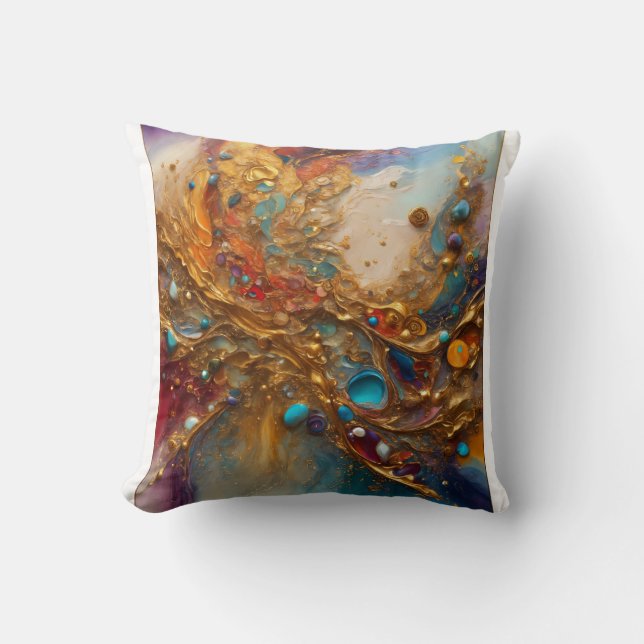 Opulent Spectrum: A Masterpiece of Colour and Luxu Cushion (Front)