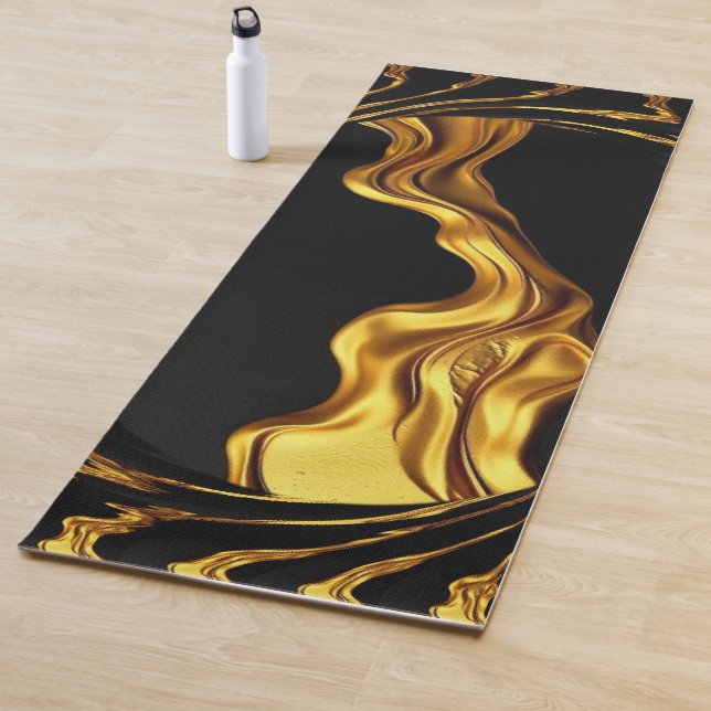 Opulent Swirl Achempong Liquid Gold - Gold & Black Yoga Mat (In Situ)