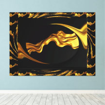 Opulent Swirl Liquid Gold and Black Monochrome Art
