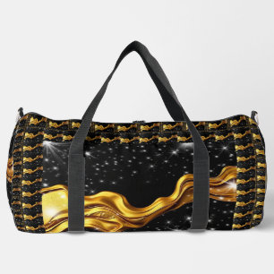 Opulent Swirl Liquid Gold Black Monochro Christia Duffle Bag