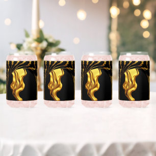 Opulent Swirl Liquid Gold Black Monochrome Achempo Can Glass