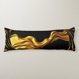 Opulent Swirl Liquid Gold Black Monochrome Christi Body Cushion