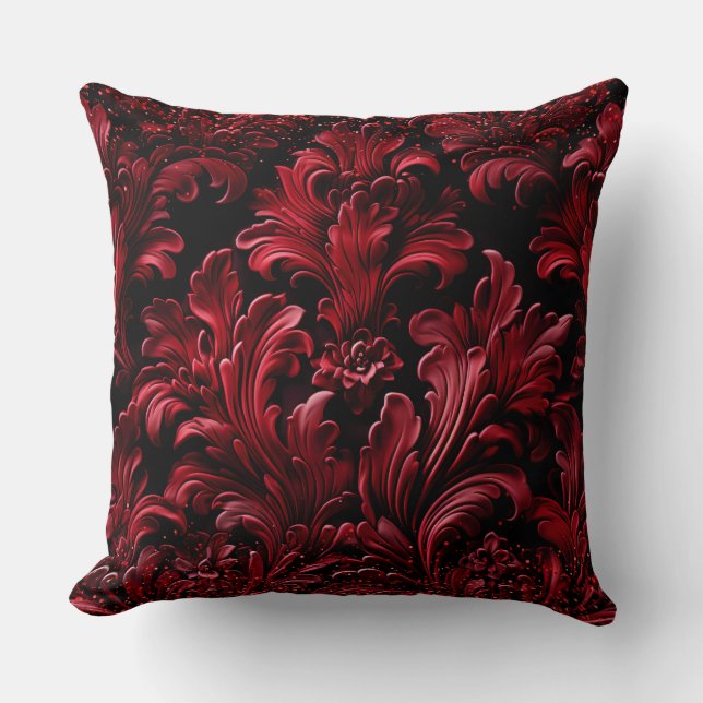 Opulent Texture Red Velvet Luxurious Glitter Cushion (Front)