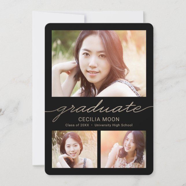 Opulent Type Editable Colour Graduation Invitation (Front)