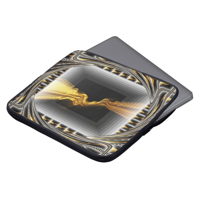 Opulent Warp Gateway Liquid Gold & Black Achempong Laptop Sleeve (Front Top)
