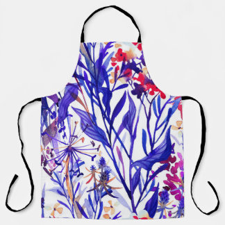 Opulent Watercolor Florals: Garden Background. Apron
