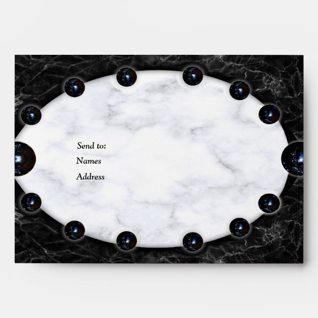 Opulent  White & Black Marble Spheres Envelope (Front)