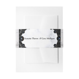 Opulent White & Black Marble Spheres Invitation Belly Band