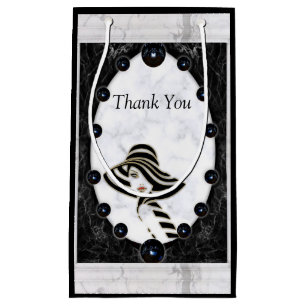 Opulent White & Black Marble Spheres Small Gift Bag