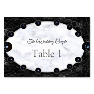 Opulent  White & Black Marble Spheres Table Number