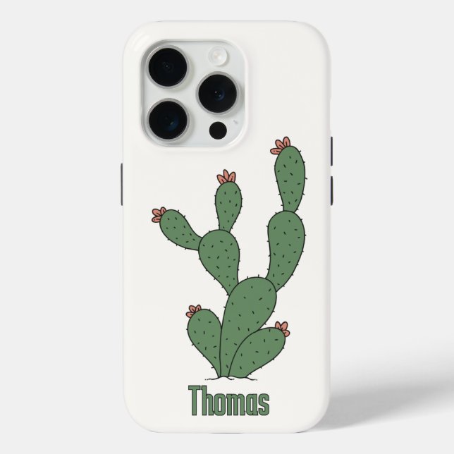 Opuntia - Prickly Pear Cactus and your Name Case-Mate iPhone Case (Back)