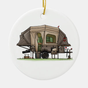 Opus 4 Pop Up RV happy camper Ceramic Ornament