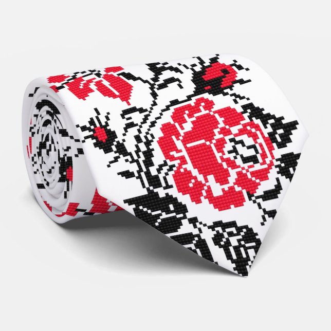 OPUS CHANGEABLE Ukrainian Embroidery Rose Tie (Rolled)