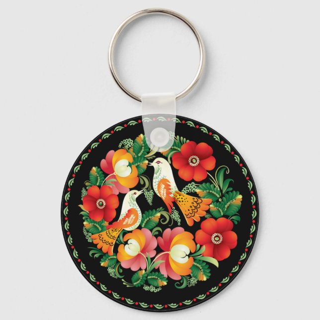 OPUS Hungarian Flower and Bird Key Ring (Front)