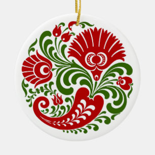 OPUS Hungarian Paprika Flower Embroidery Ceramic Tree Decoration