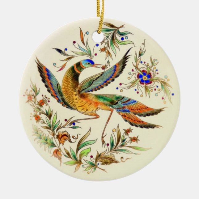 OPUS Hungarian Zsolnay Bird Ceramic Ornament (Front)