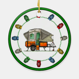 Opus Pop Up Camper RV happy camper Ceramic Ornament