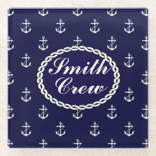 Opus Posh Anchor Nautical Custom Glass Coaster