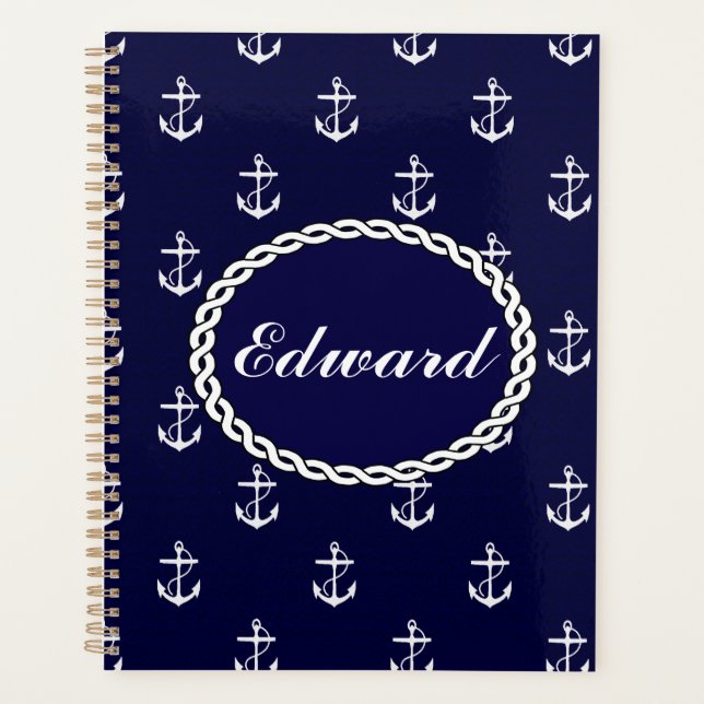 Opus Posh Anchor Nautical Custom Planner (Front)