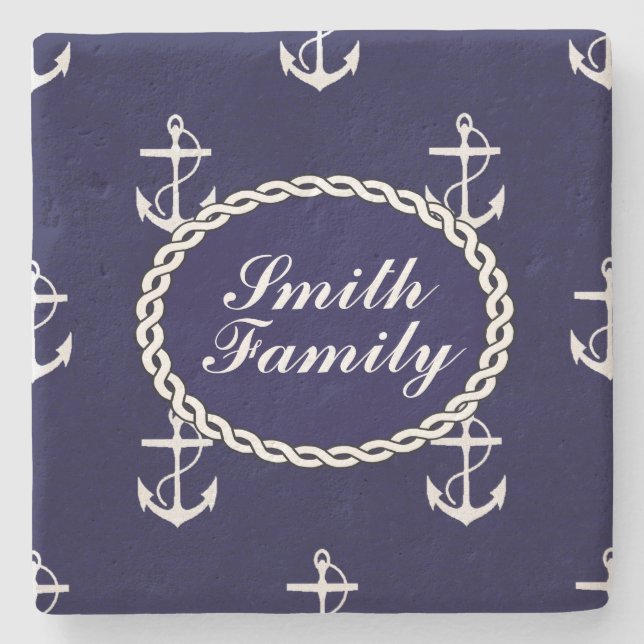 Opus Posh Anchor Nautical Custom Stone Coaster (Front)