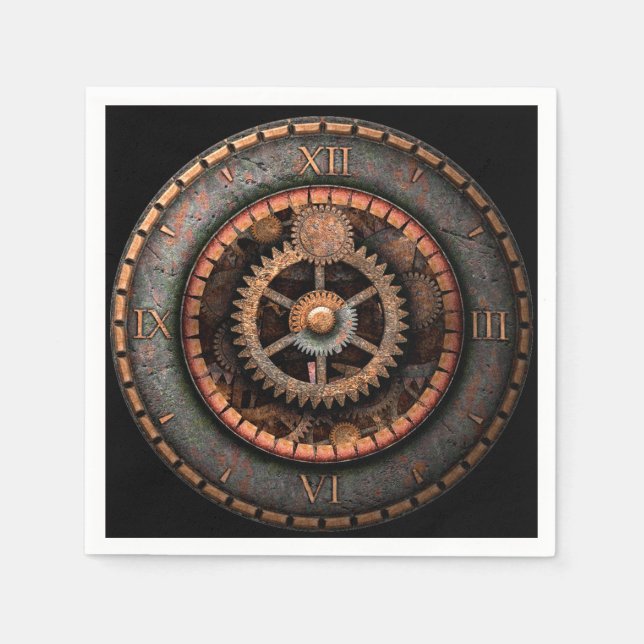 Opus Posh Steampunk Gears Napkin (Front)